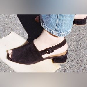 By Far Scandi Strap Sandal - black suede size 39